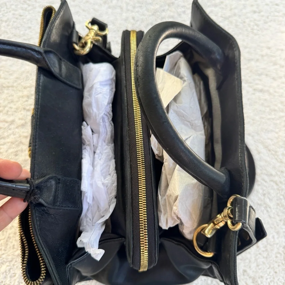 Z Spoke Zac Posen Shirley Small Satchel Black and Gold Women's Bag New with Tags